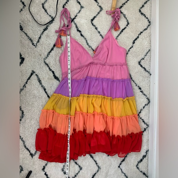NWOT | LFD Tiered Rainbow Mini Sundress | summer party dress - Picture 5 of 9
